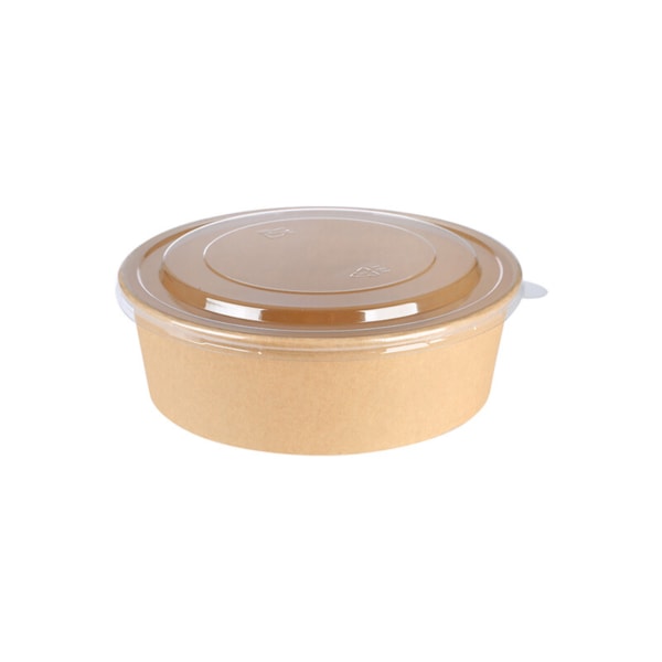 Kraft PLA saladbowl 1300ml PET deksel
