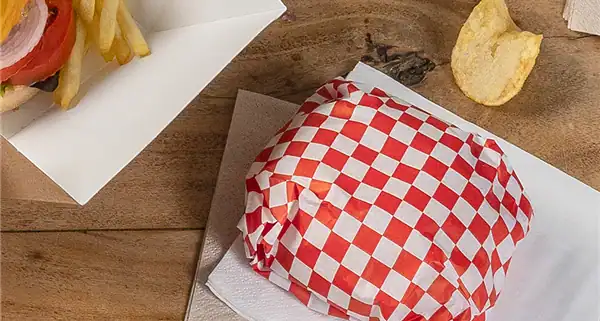 Vetvrij papier rood wit blok wikkelpapier hamburgervellen