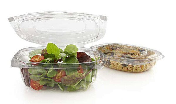 PLA saladebakje met scharnierdeksel fresh close