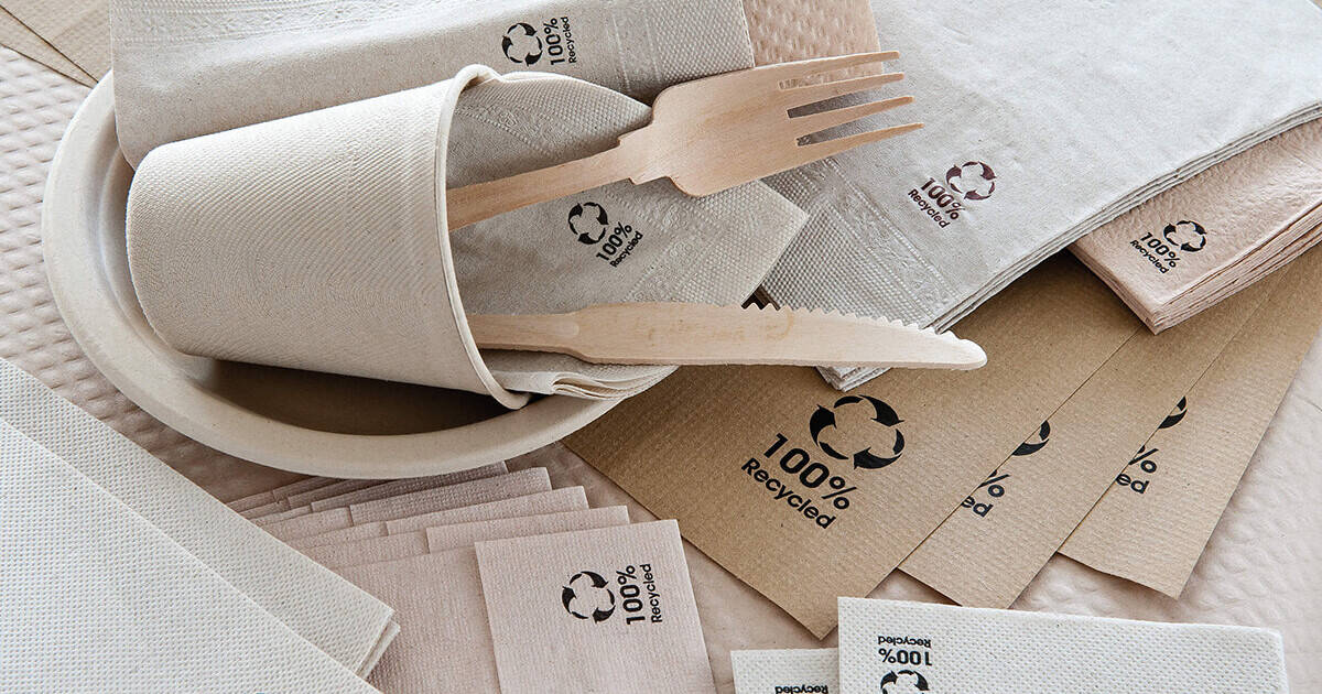 duurzame servetten gerecycleerd papier composteerbare inkt groothandel