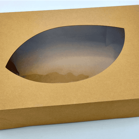 Kraft cateringdoos bruin met PE venster groot 55x38x8cm