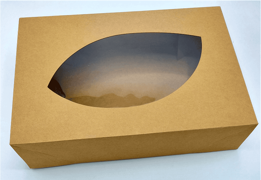 Kraft cateringdoos bruin met PE venster groot 55x38x8cm
