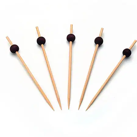 Prikker bamboe met kleine zwarte bol 12cm