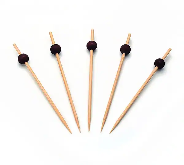 Prikker bamboe met kleine zwarte bol 12cm