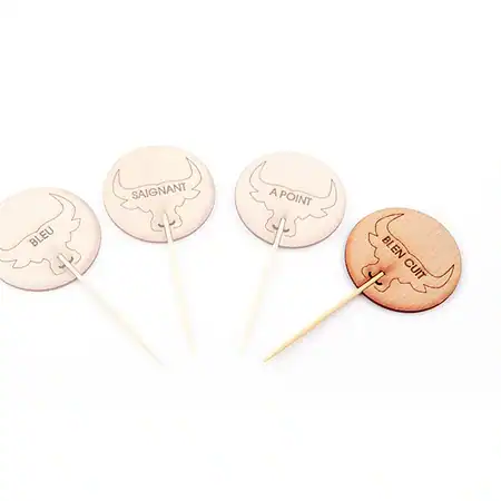 Steakmarker bamboe bien cuit (well done) 90mm