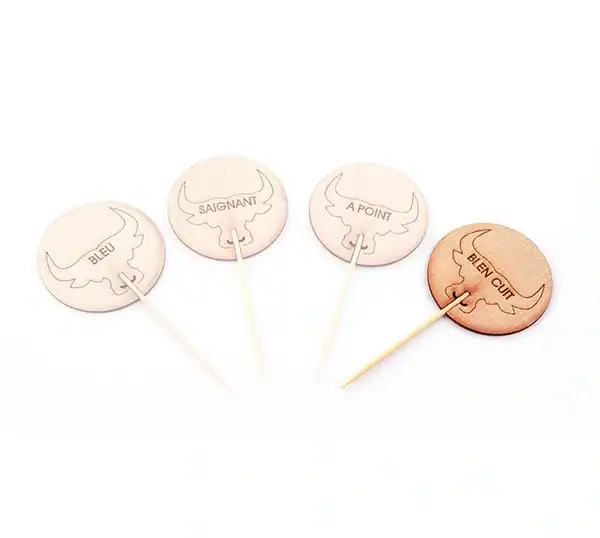 Steakmarker bamboe bien cuit (well done) 90mm