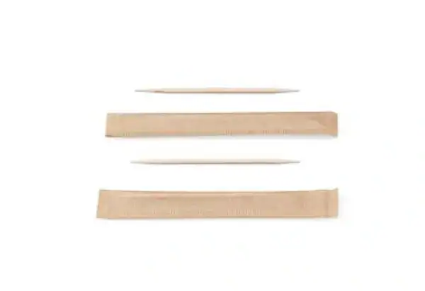 Tandenstoker hout, 2 punts, per stuk verpakt