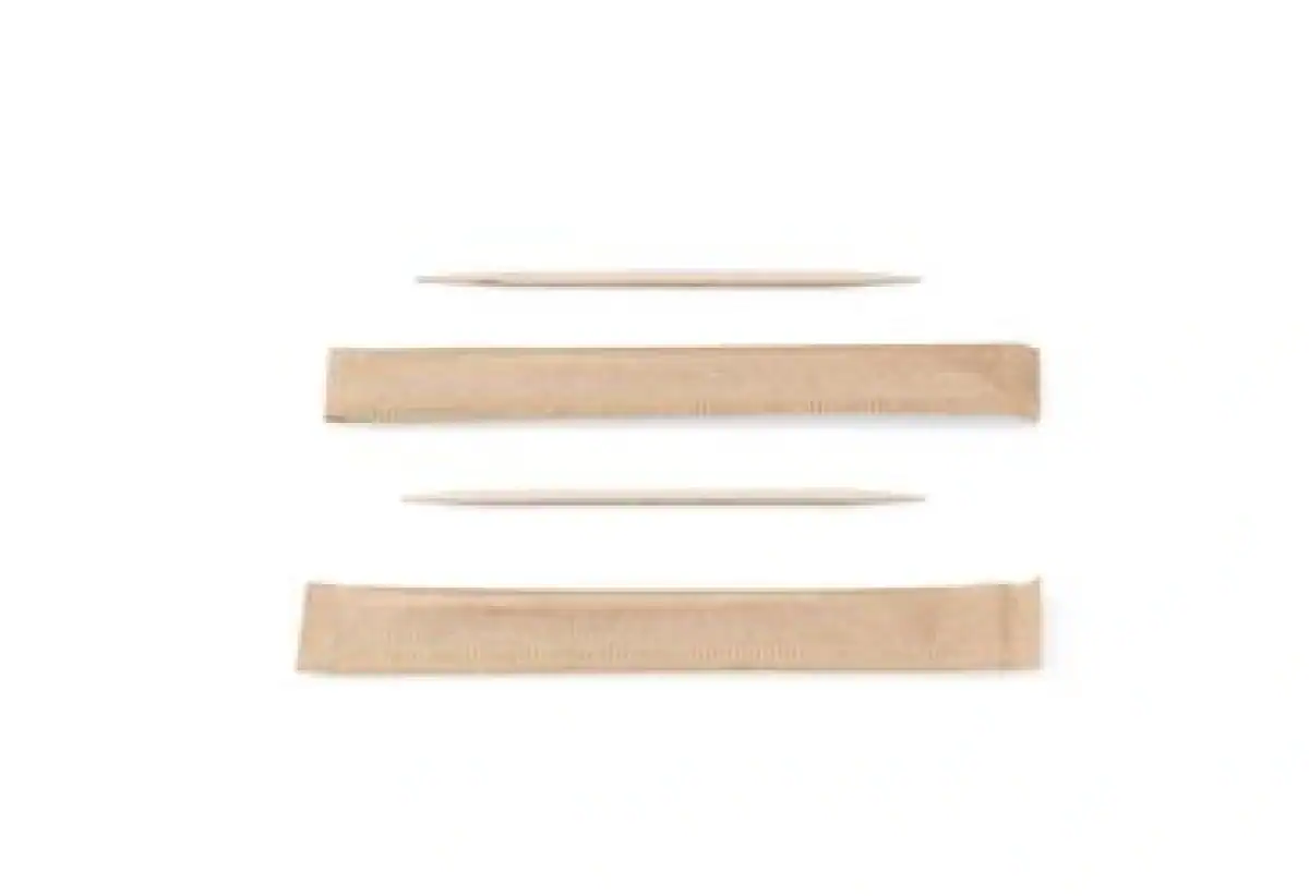 Tandenstoker hout, 2 punts, per stuk verpakt