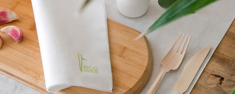 Eco servetten gemaakt van bamboe bedrukt met composteerbare inkt