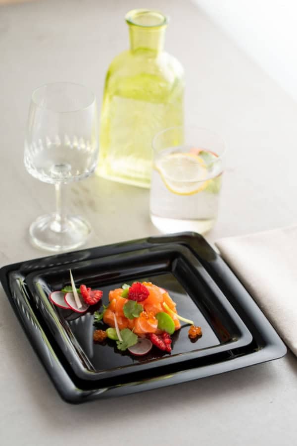 Herbruikbaar bord vierkant 23cm zwart - Afbeelding 3