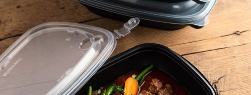 Herbruikbare maaltijdbak 900ml + deksel zwart reucom 78130