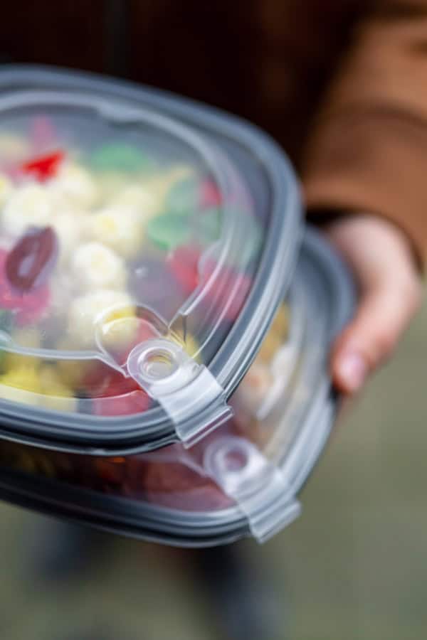 Herbruikbare maaltijdbak 900ml 2-vaks zwart + deksel - Afbeelding 3
